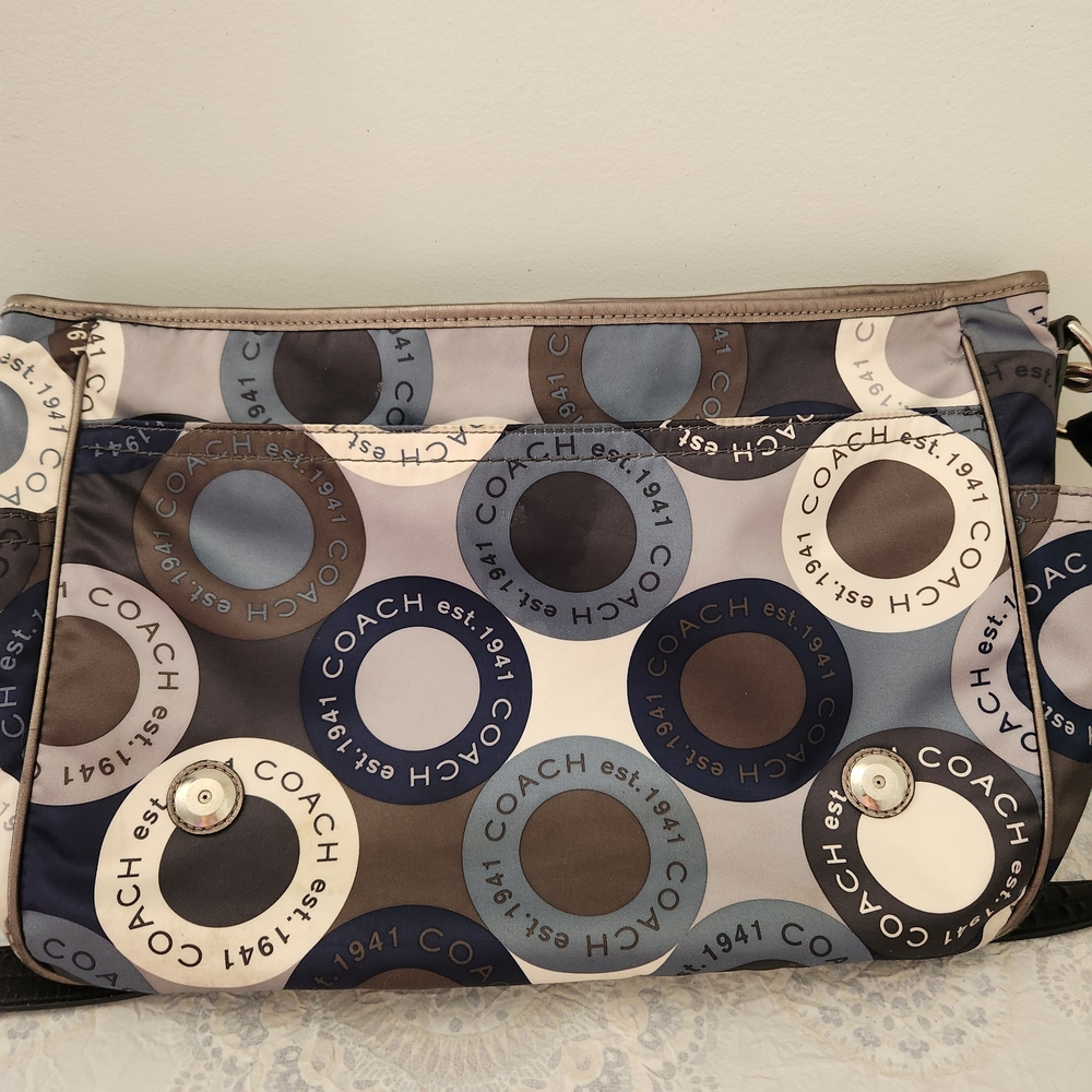 Coach Blue And Brown Circle Pattern Crossbody Bag - image 7